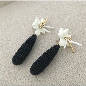 Hand beaded drop earrings that convert to a post